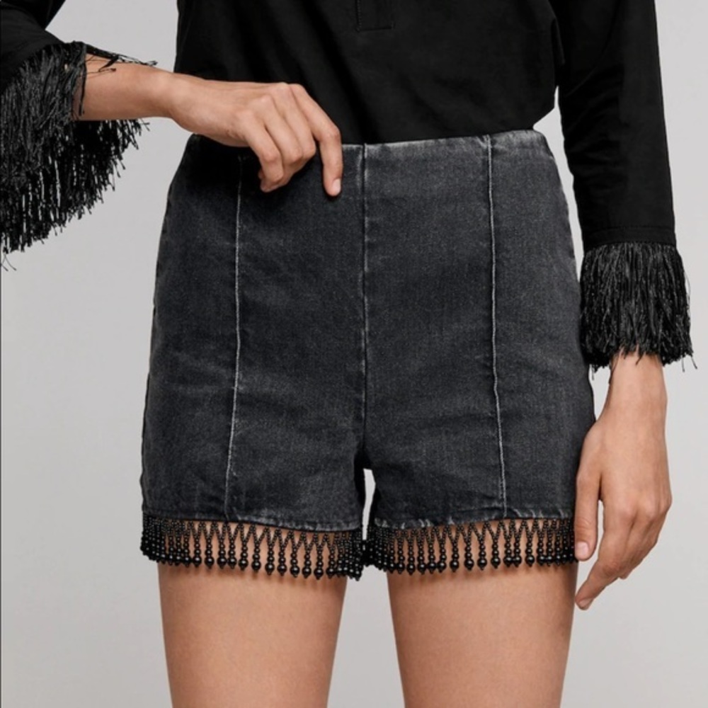 FINAL! NWT Leandra x Mango Black Beaded Shorts